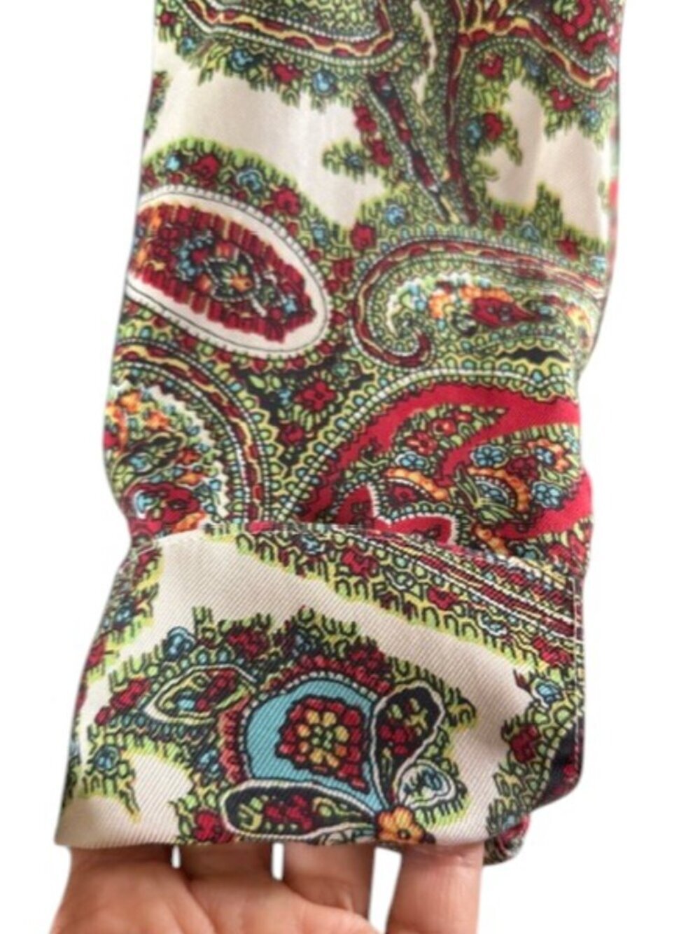 Talbots Women’s 100% Silk Blouse Paisley Print Button Front Collar V-Neck 14 EUC - Picture 12 of 16